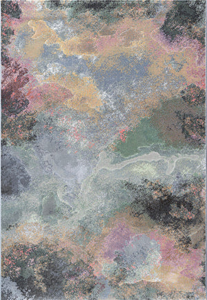 Tapison Home Torino 063.0934.5626 vloerkleed van bovenaf, abstract wolkenpatroon in zacht roze, oker, salie en grijsblauw