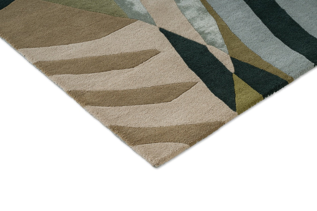 Harlequin Atelier Lagoon vloerkleed, detail van hoek en pool