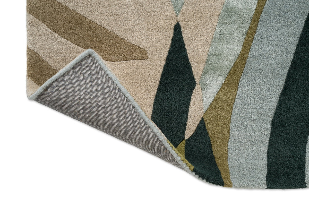 Harlequin Atelier Lagoon vloerkleed, detail van omgeslagen hoek en rug
