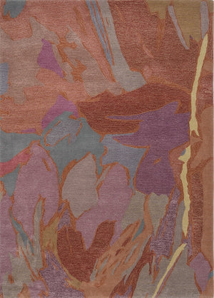 Harlequin Saltillo Rosewood vloerkleed in terracotta, roest en lila, bovenaanzicht