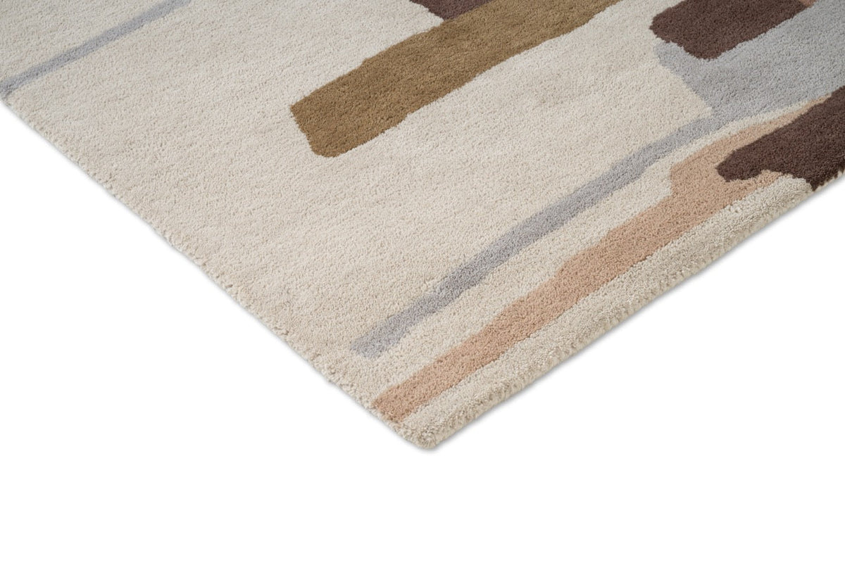 Harlequin Zeal Taupe vloerkleed, detail van hoek en pool