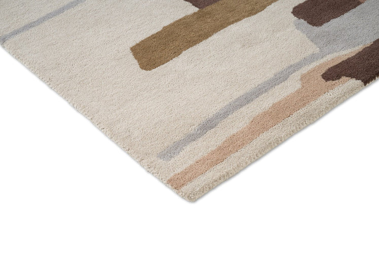 Harlequin Zeal Taupe vloerkleed, detail van hoek en pool