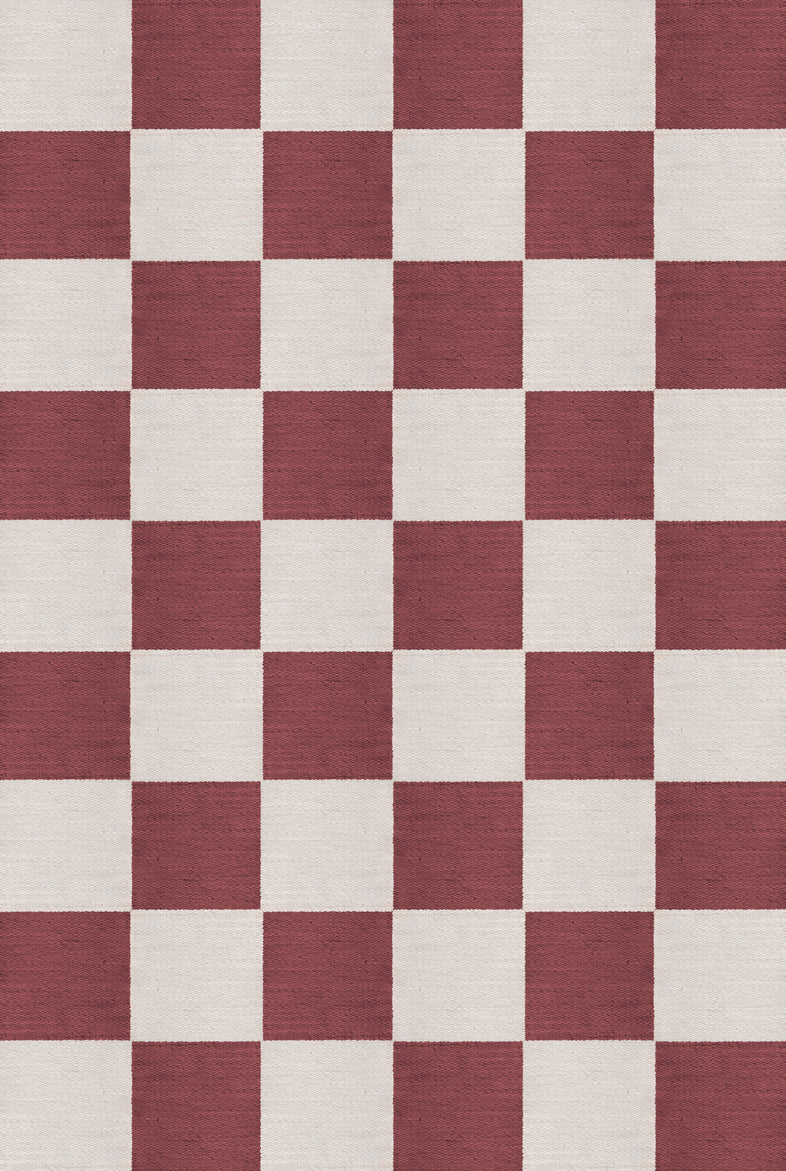 Layered Chess Flatweave Burgundy