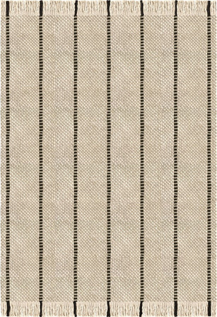 Layered Cord Black White gestreept vloerkleed, bovenaanzicht