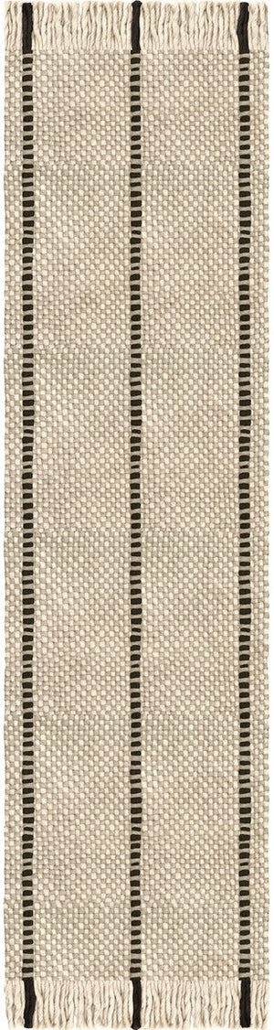 Layered Cord Black White gestreept vloerkleed, loper, bovenaanzicht
