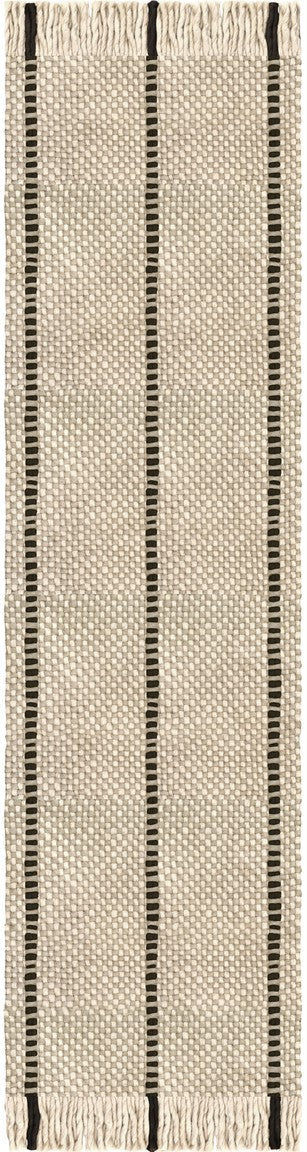Layered Cord Black White gestreept vloerkleed, loper, bovenaanzicht