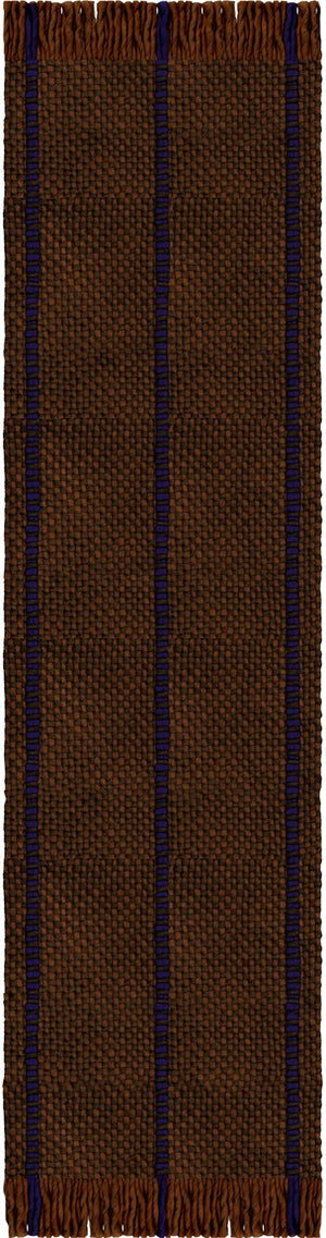 Layered Cord Blue Brown bruin wollen vloerkleed, loper, bovenaanzicht