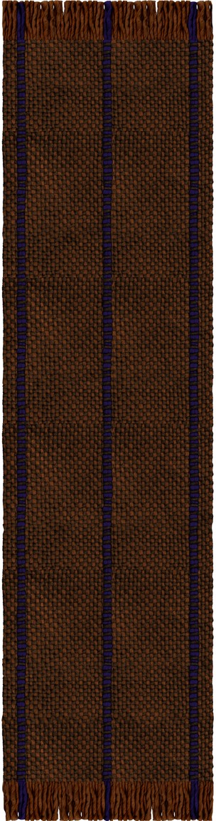 Layered Cord Blue Brown bruin wollen vloerkleed, loper, bovenaanzicht