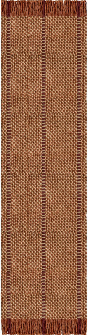 Layered Cord Burgundy Rust roestoranje vloerkleed, loper, bovenaanzicht