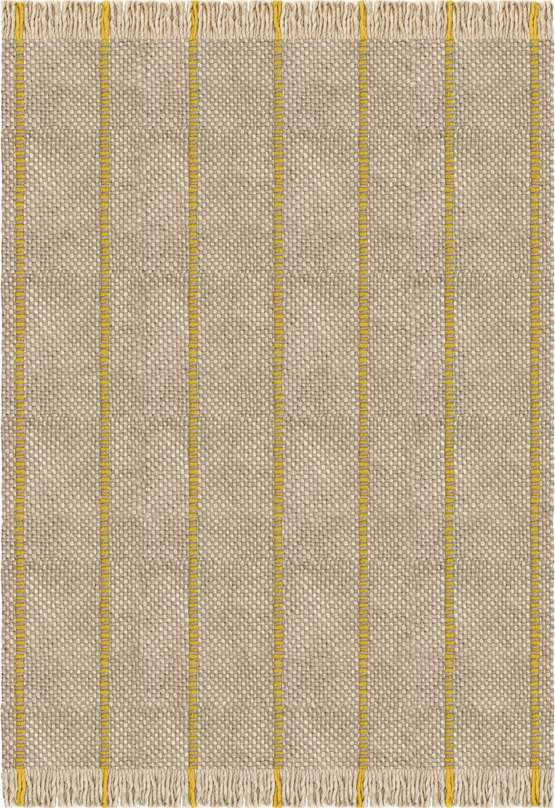 Layered Cord Yellow Oatmeal gestreept vloerkleed, bovenaanzicht