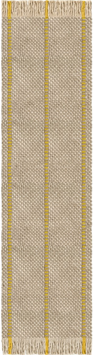 Layered Cord Yellow Oatmeal gestreept vloerkleed, loper, bovenaanzicht