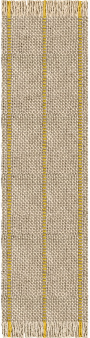 Layered Cord Yellow Oatmeal gestreept vloerkleed, loper, bovenaanzicht