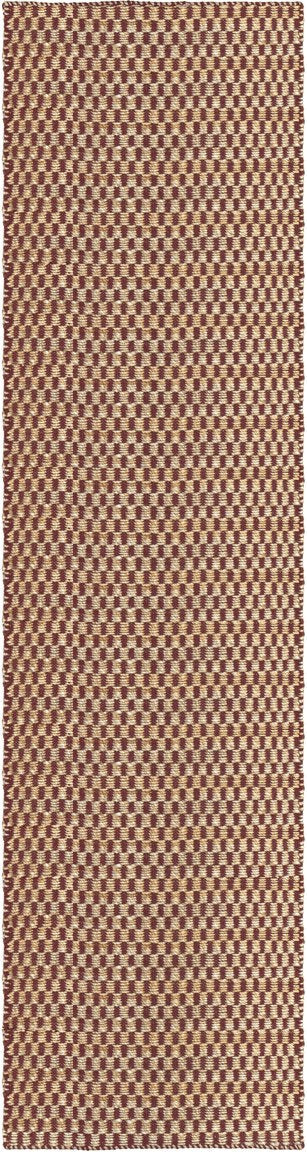 Layered Barley Burgundy wijnrood jute vloerkleed, loper, bovenaanzicht