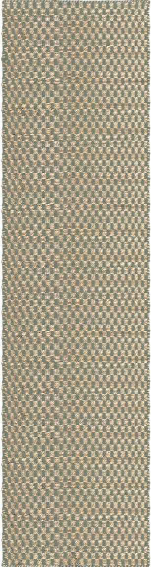 Layered Barley Sage saliegroen jute vloerkleed, loper, bovenaanzicht
