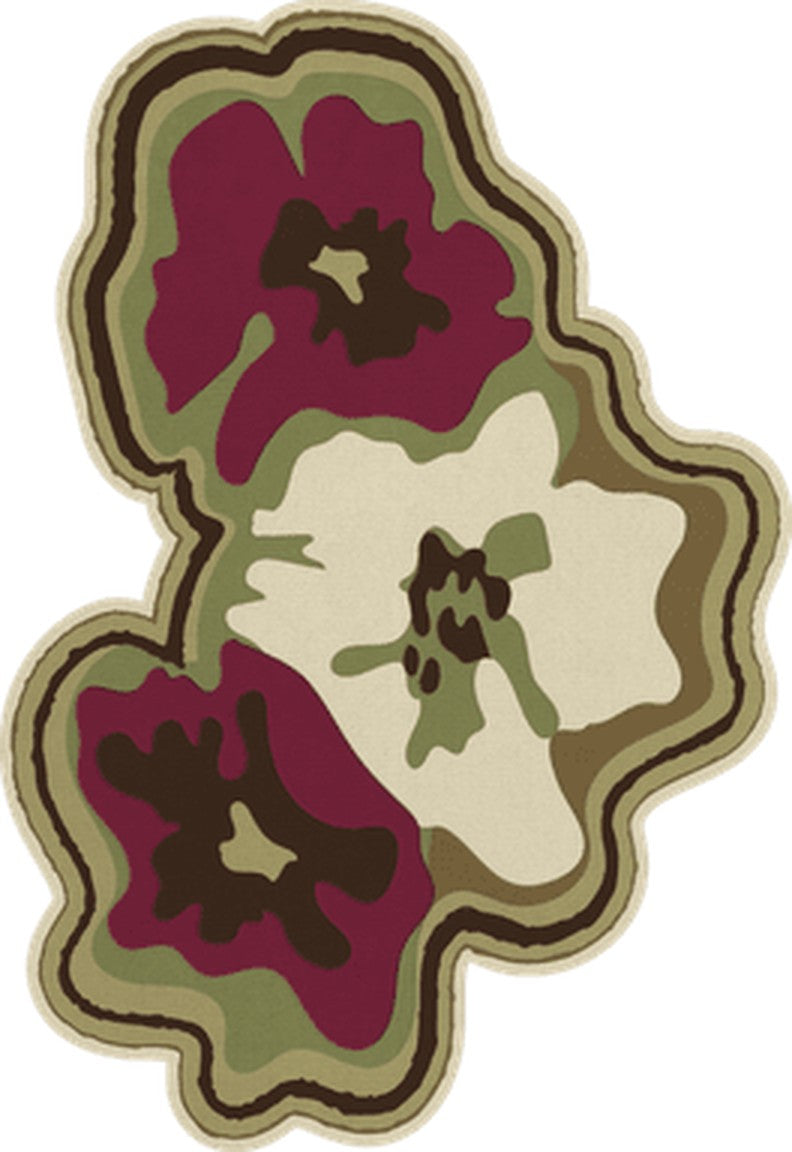 Layered Collina Strada Petal Olive Plum vloerkleed, bovenaanzicht