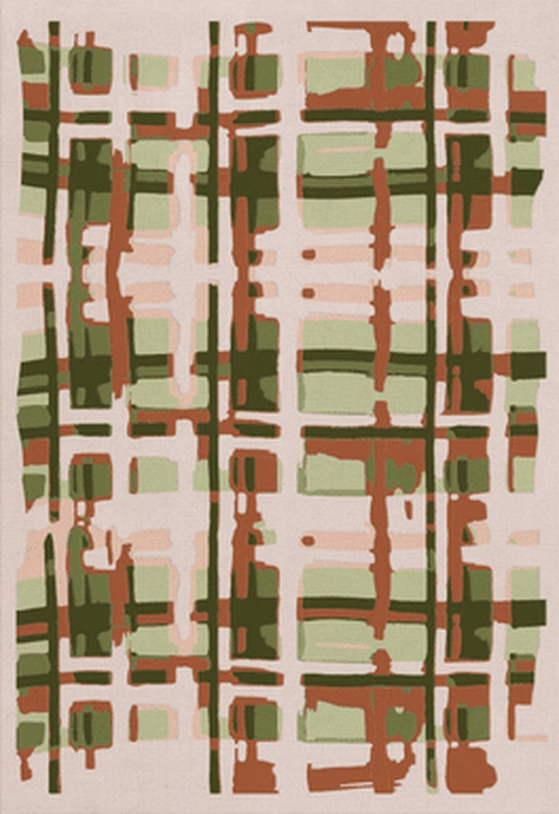 Layered Collina Strada Plaid Garden Pop vloerkleed, bovenaanzicht