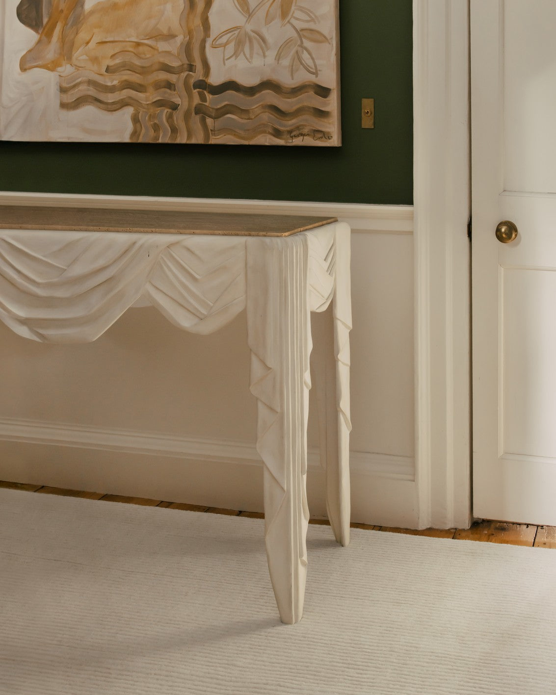 Layered Drift Wool Light Oatmeal beige vloerkleed, in een interieur