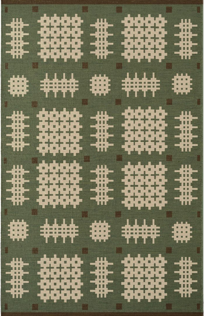 Layered Tom Morris Ryg Bardsey Green vloerkleed, bovenaanzicht