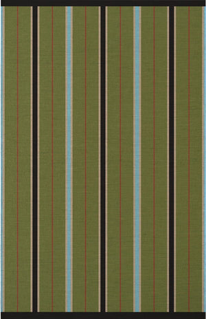 Layered Racer Stripe Cooper Green olijf vloerkleed, bovenaanzicht