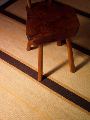 Layered Racer Stripe Margarine roomgeel vloerkleed, detail van het platte weefsel