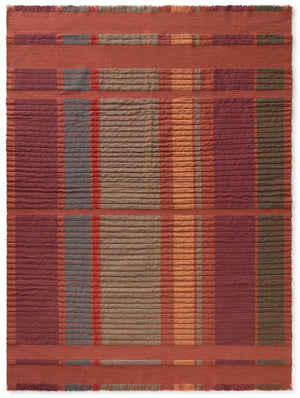 Lorena Canals Columns Sienna rood vloerkleed, bovenaanzicht