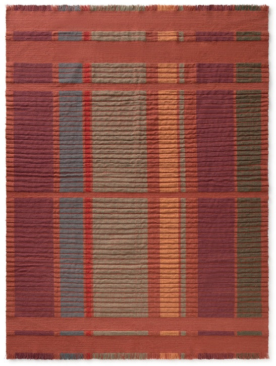 Lorena Canals Columns Sienna rood vloerkleed, bovenaanzicht