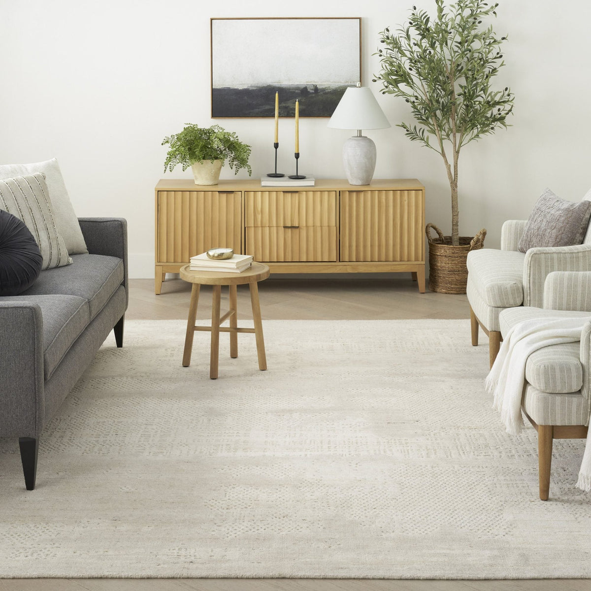 Nourison Harmony HAY07 Ivory ivoorwit vloerkleed, in een interieur