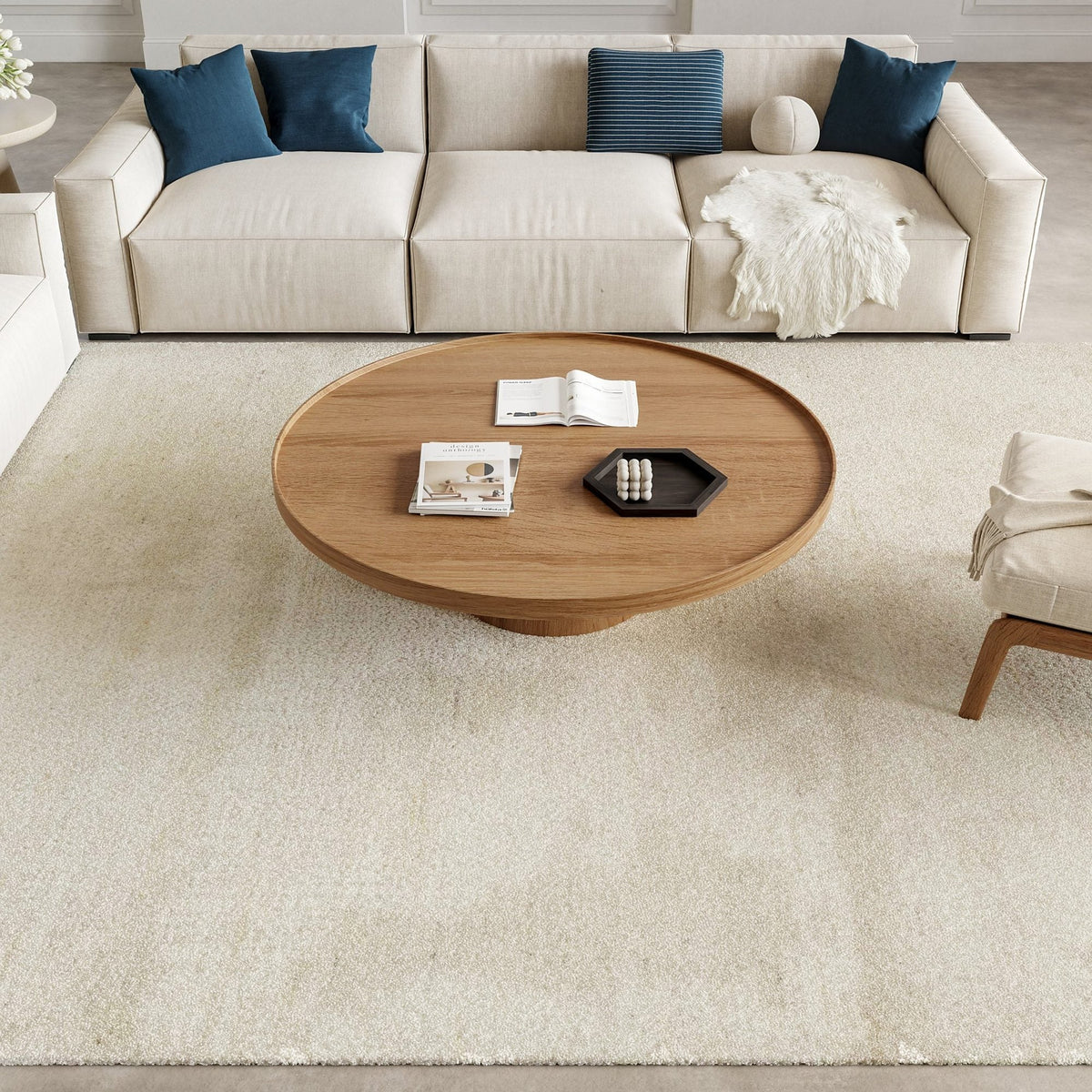Nourison Harmony HAY07 Ivory ivoorwit vloerkleed, in een interieur