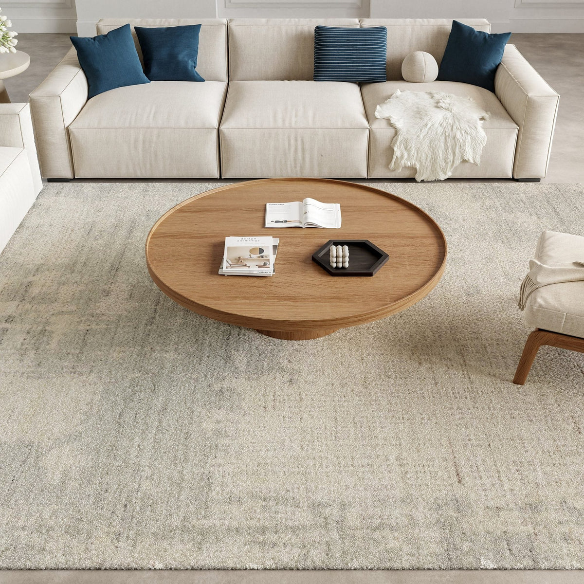 Nourison Harmony HAY04 Ivory Grey vloerkleed, in een interieur