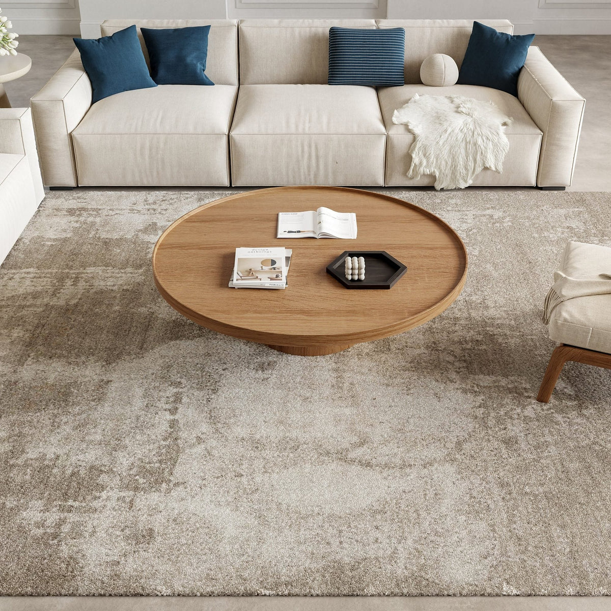 Nourison Harmony HAY06 Silver Grey vloerkleed, in een interieur