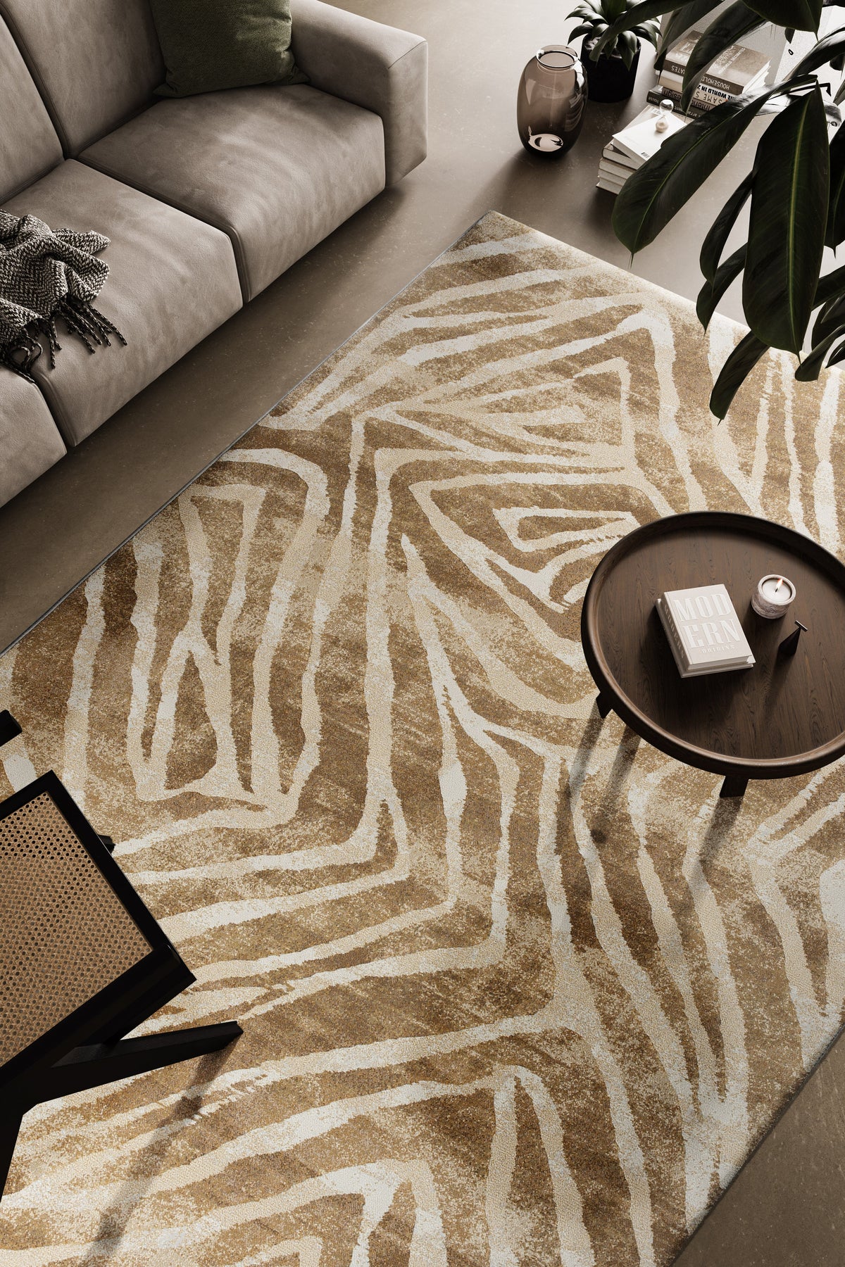 Tapison Home Torino vloerkleed oker, in een interieur