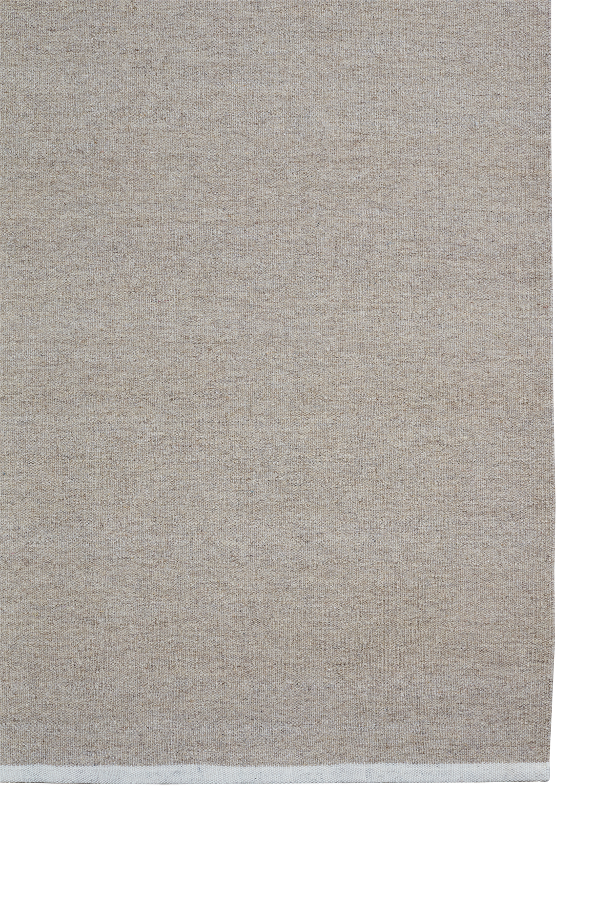 Massimo Escape Kelim Light Beige vloerkleed, volledig zicht met de contrasterende boord aan het uiteinde