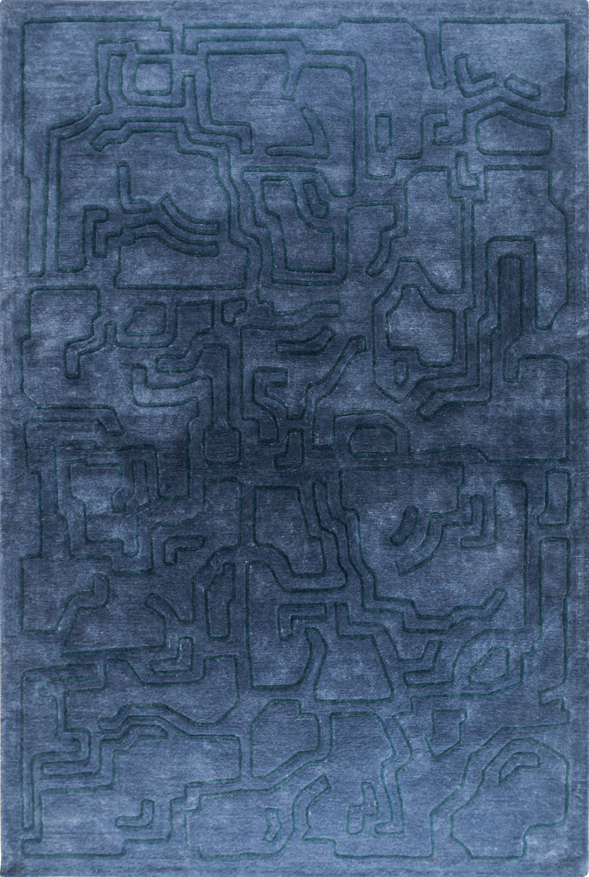 Massimo Structures Fragment 4 blauw tapijt, bovenaanzicht