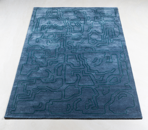 Massimo Structures Fragment 4 blauw tapijt, schuin aanzicht