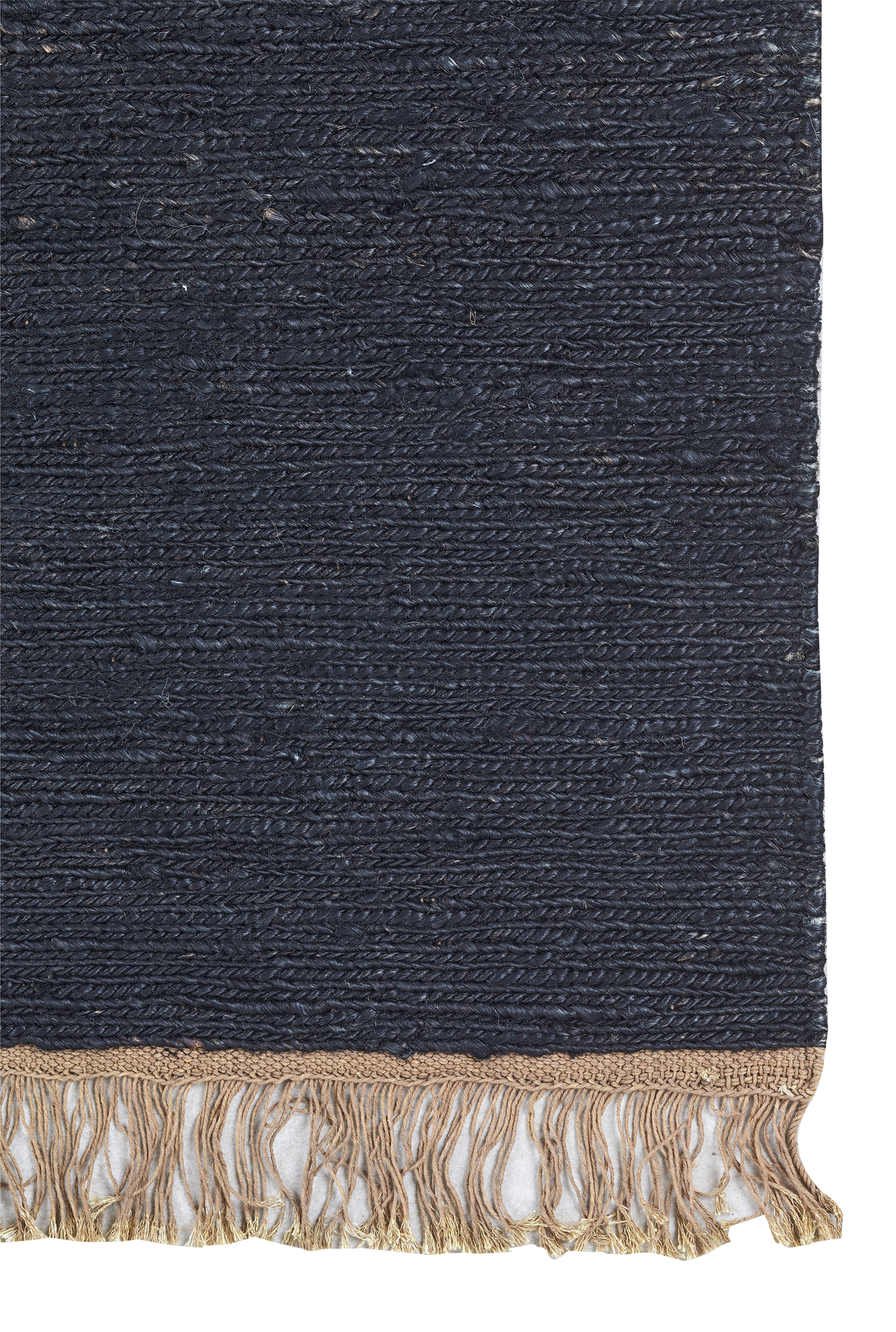 Massimo Sumace Black jute vloerkleed, detail van de hoek